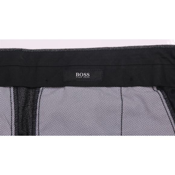 Hugo Boss Current Giro Gray Black Knit Woven Flat Front Wool Dress Pants 38x29 - Picture 6 of 8